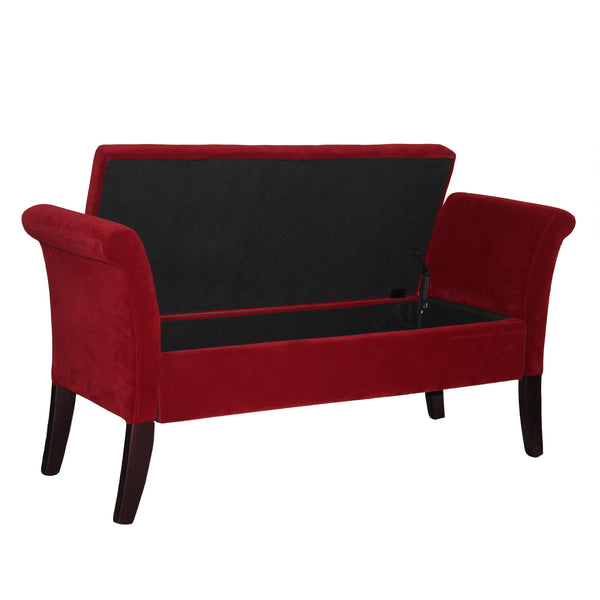 Deep Red Settee Style Storage Bench