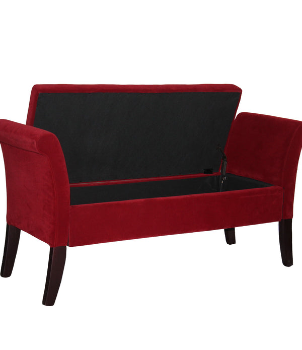 Deep Red Settee Style Storage Bench