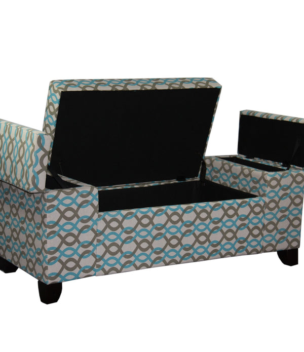 Modern Brown and Taupe Chain Link Triple Storage Bench