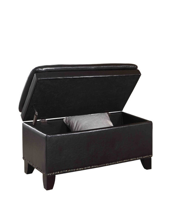 Deep Brown Double Cushion Faux Leather Storage Bench