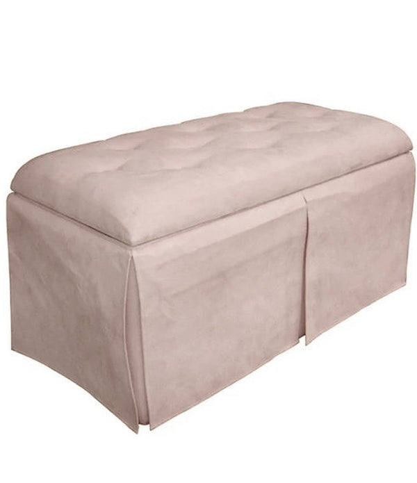 Set of Three Pink Microfiber Storage Bench and Ottomans