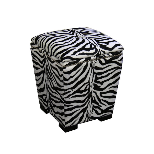 Chic Black and White Tall Zebra Storage Ottoman