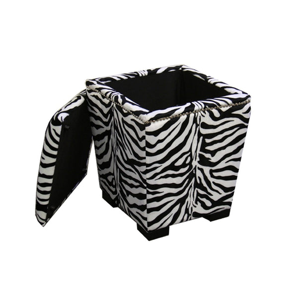 Chic Black and White Tall Zebra Storage Ottoman