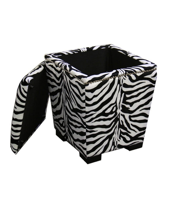 Chic Black and White Tall Zebra Storage Ottoman