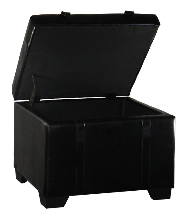 Handsome Black Faux Leather Storage Stool or Ottoman