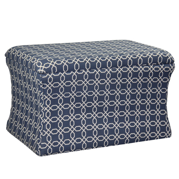 Blue and Cream Lattice Design Storage Bench