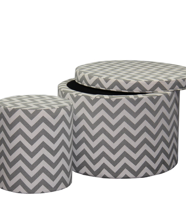 Gray and White Chevron Ottoman Two Piece Set