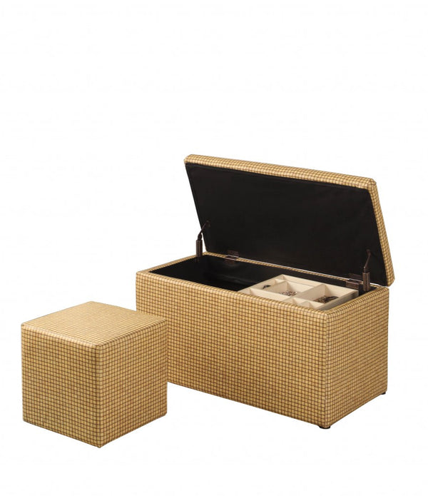 Cork Look Checkerboard Faux Leather Storage Bench and Ottoman