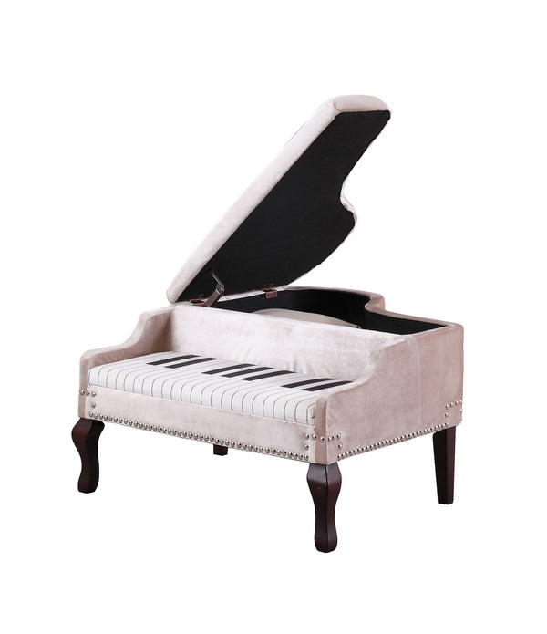 Silver Velour Baby Grand Piano Storage Bench