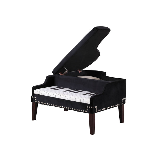 Black Velour Baby Grand Piano Storage Bench