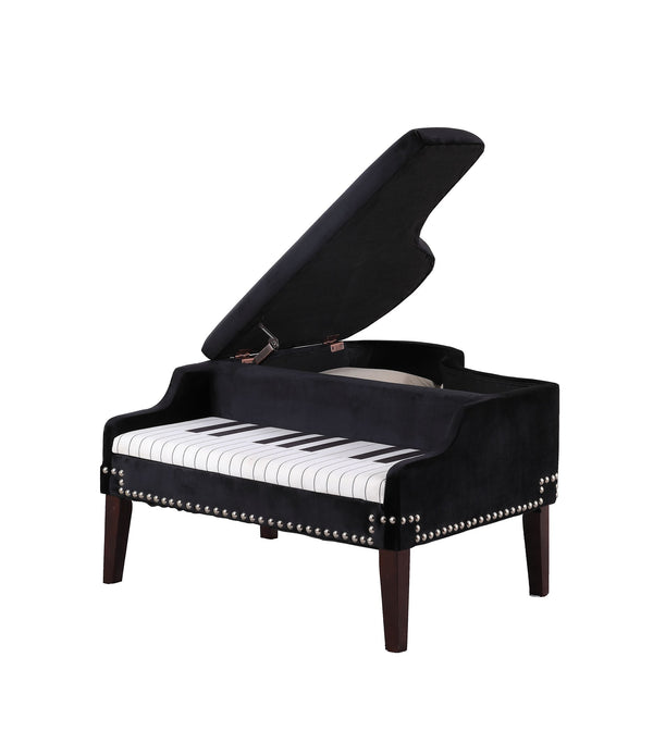 Black Velour Baby Grand Piano Storage Bench