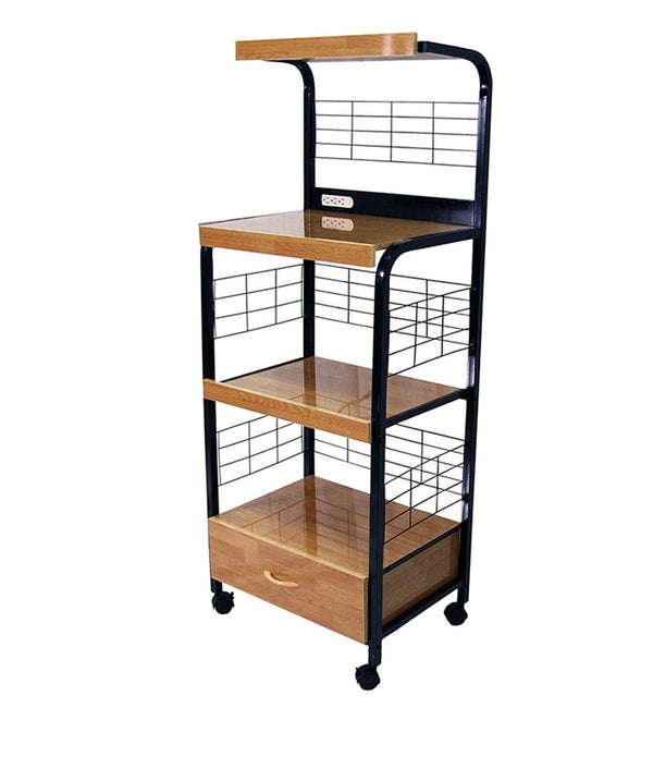 Mod Black and Natural Microwave Kitchen Cart