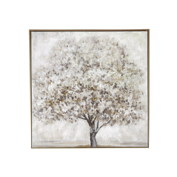 Neutral Gray and Tan Large Tree Canvas Wall Art