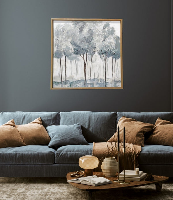 Modern All Over Blue Gray Forrest Canvas Wall Art