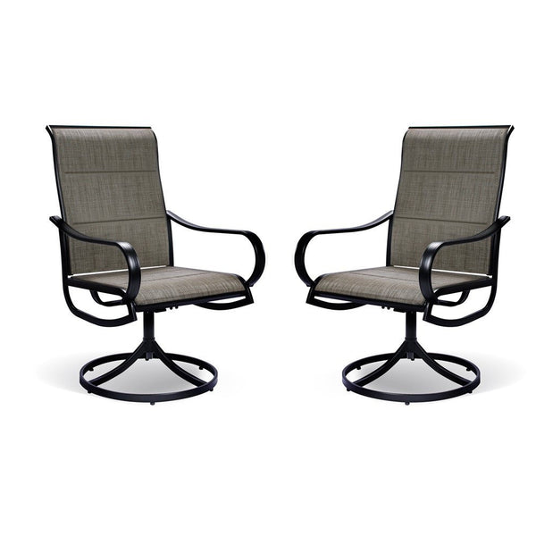 Set of 2 Gray Padded Swivel Dining Chairs