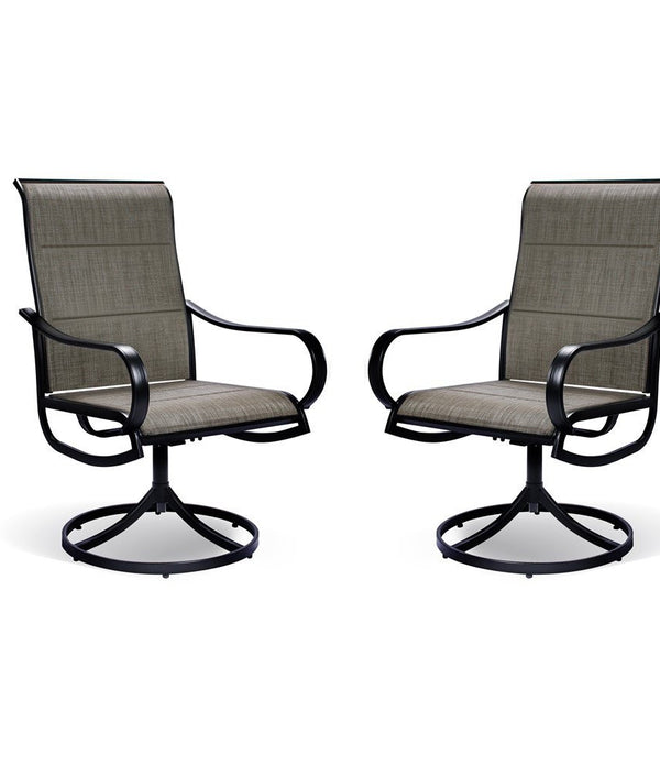 Set of 2 Gray Padded Swivel Dining Chairs