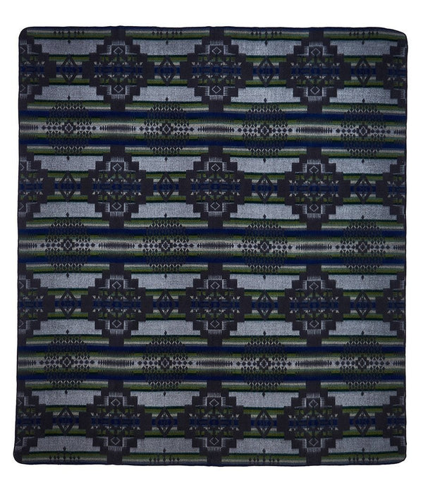 Forest Green and Blue Tribal Print Throw Blanket