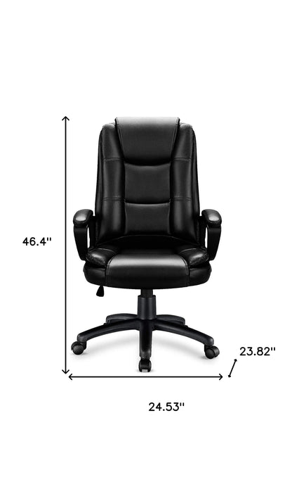 Black Leather Executive Chair with Lumbar Support