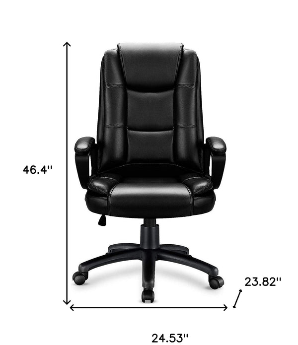 Black Leather Executive Chair with Lumbar Support