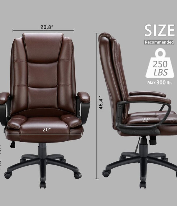 Brown Leather Executive Chair with Lumbar Support