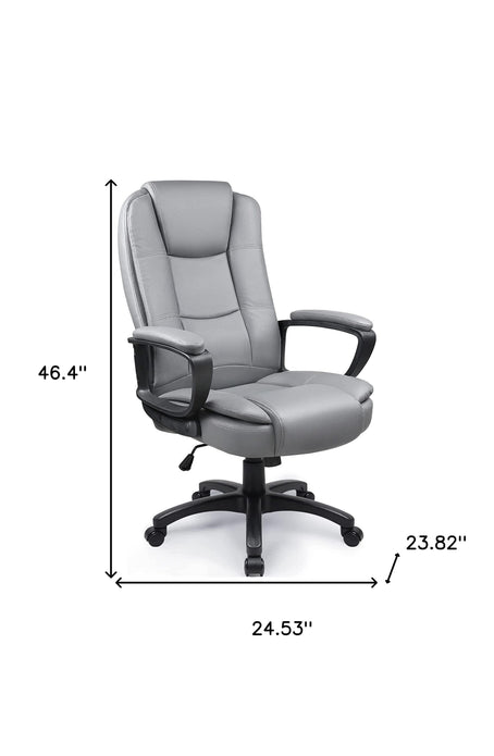 Light Gray Leather Executive Chair with Lumbar Support