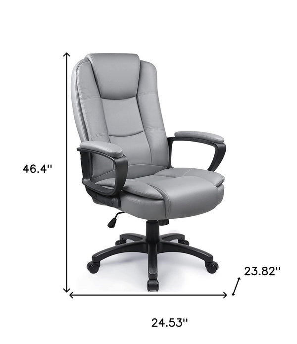 Light Gray Leather Executive Chair with Lumbar Support