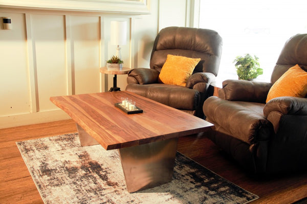 31' Rustic Brown Mango Wood Live Edge Coffee Table