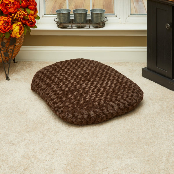 Brown 2' x 3' Lux Faux Fur Oval Pet Bed