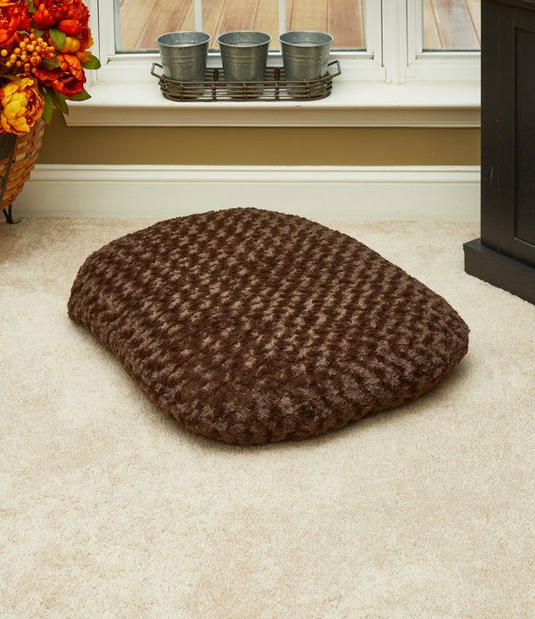 Brown 2' x 3' Lux Faux Fur Oval Pet Bed