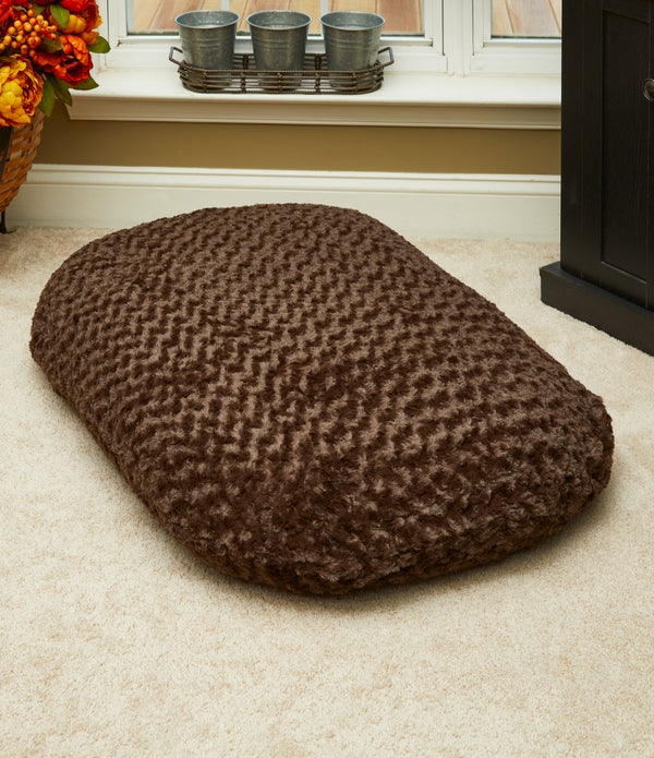 Brown 3' x 4' Lux Faux Fur Oval Pet Bed