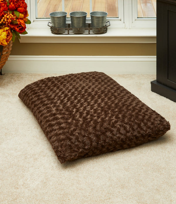 Brown 2' x 3' Lux Faux Fur Rectangle Pet Bed