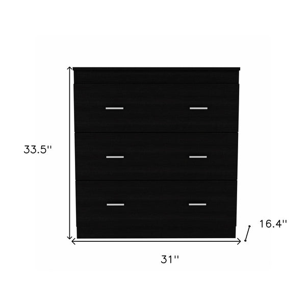 33" Black Three Drawer Dresser