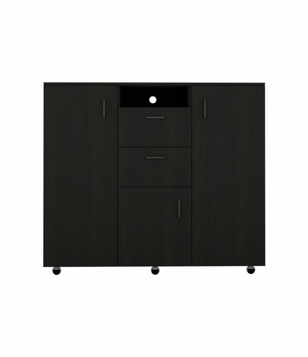 Black Three Door Closet with Two Drawers