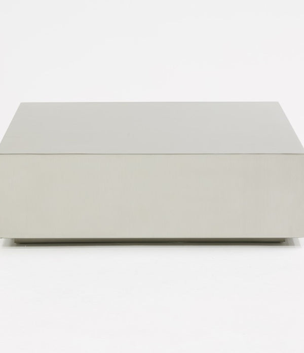 Modern Brushed Silver Stainless Steel Coffee Table