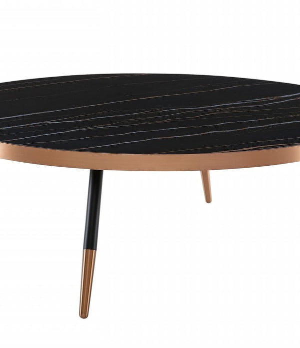 Modern Large Black and Gold Ceramic Coffee Table