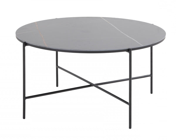 Modern Black Ceramic Round Coffee Table