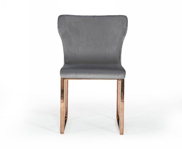 Gray Rosegold Velvet Dining Chair