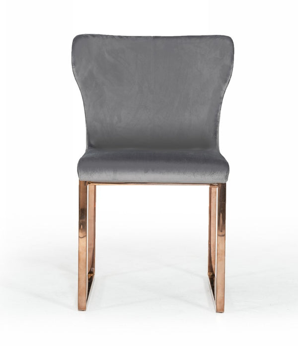 Gray Rosegold Velvet Dining Chair