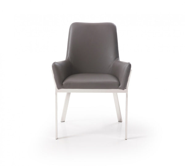 Grey Faux Leather Dining Chair