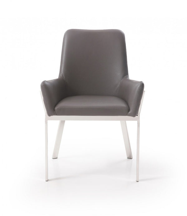 Grey Faux Leather Dining Chair