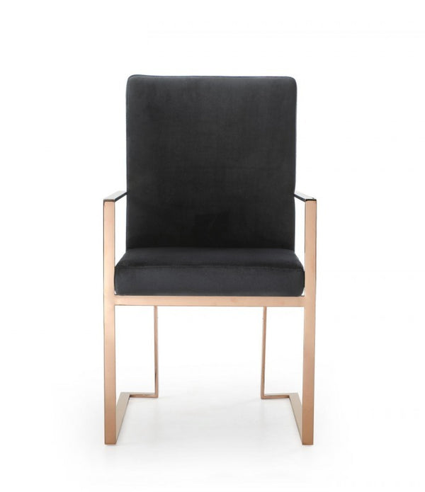 Black Rosegold Velvet Dining Chair