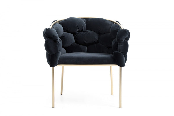 Black Geo Velvet and Brushed Brass Velvet Dining Chair