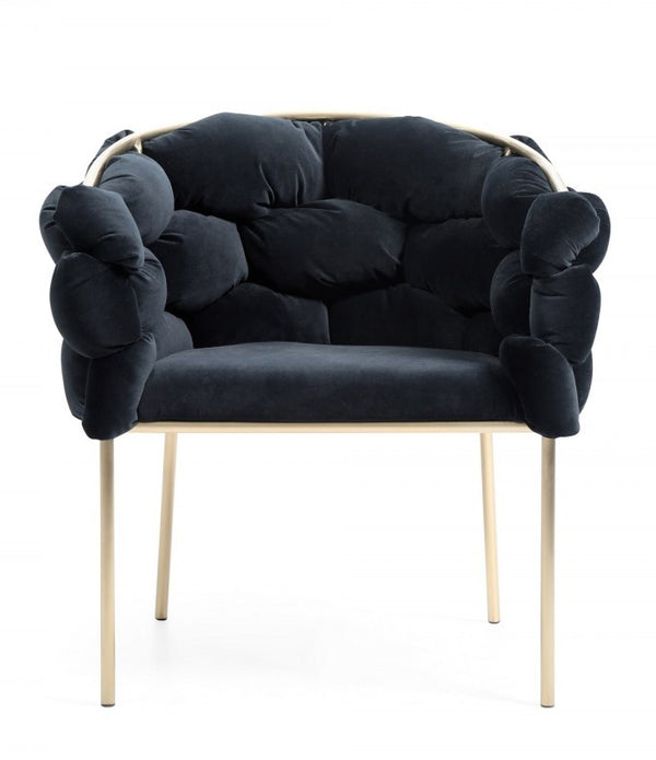 Black Geo Velvet and Brushed Brass Velvet Dining Chair