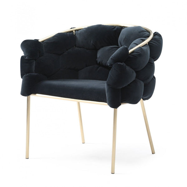 Black Geo Velvet and Champagne Gold Velvet Dining Chair