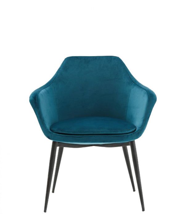 Teal and Black Velvet Dining or Side Chair