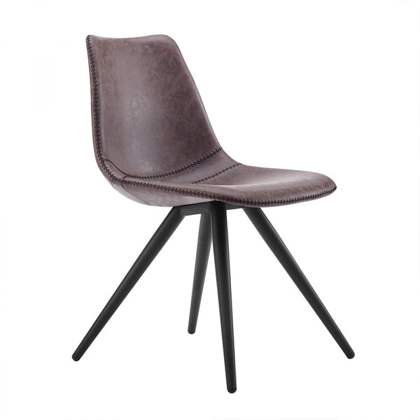 Set of Two Brown Modern Dining Chairs