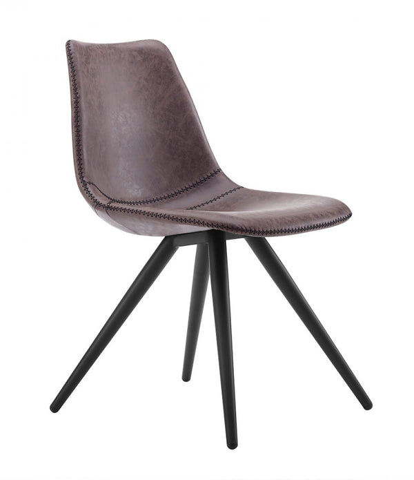 Set of Two Brown Modern Dining Chairs