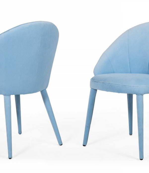 Blue Fabric Wrapped Dining Chair