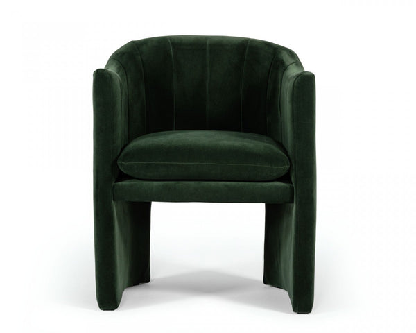 Dark Green Velvet Modern Curvilinear Dining Chair