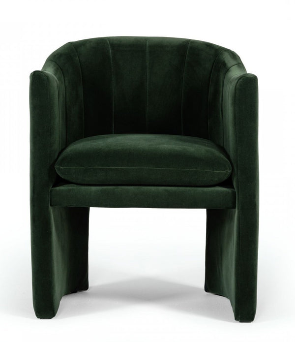 Dark Green Velvet Modern Curvilinear Dining Chair